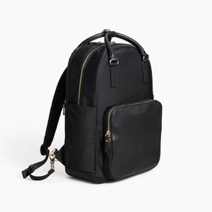 Lo & Sons Rowledge Backpack with Signature Medallion, LG Black, Camel Interior